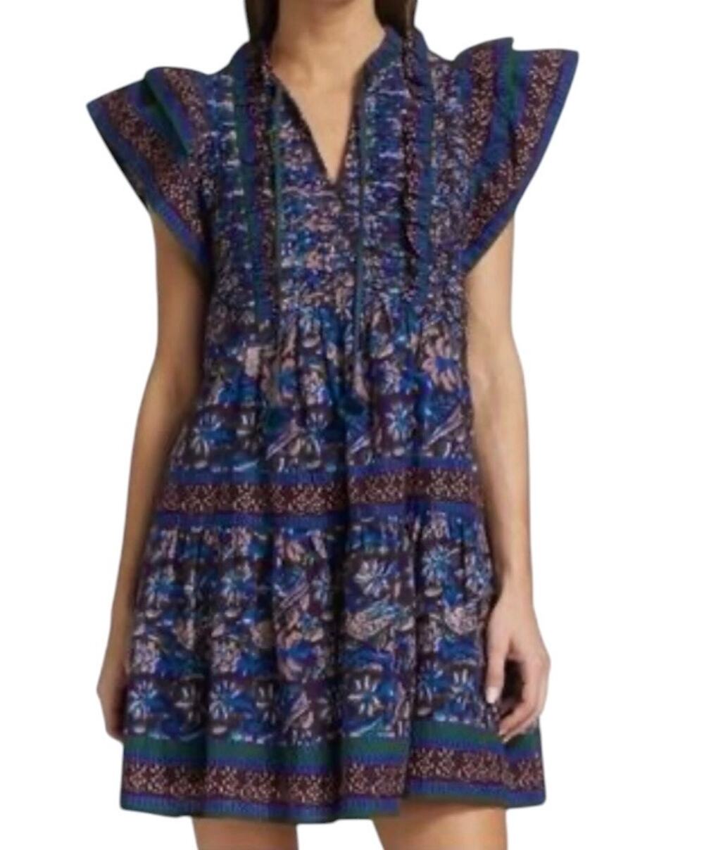 Sea New York Noah Floral Mini Dress Size M Block Print Ruffles